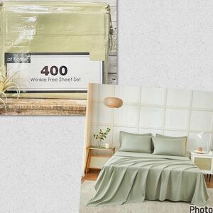 NWT At Home Gorgeous King Green Sage 4 Pc Soft Wrinkle Free microfiber Sheet Set